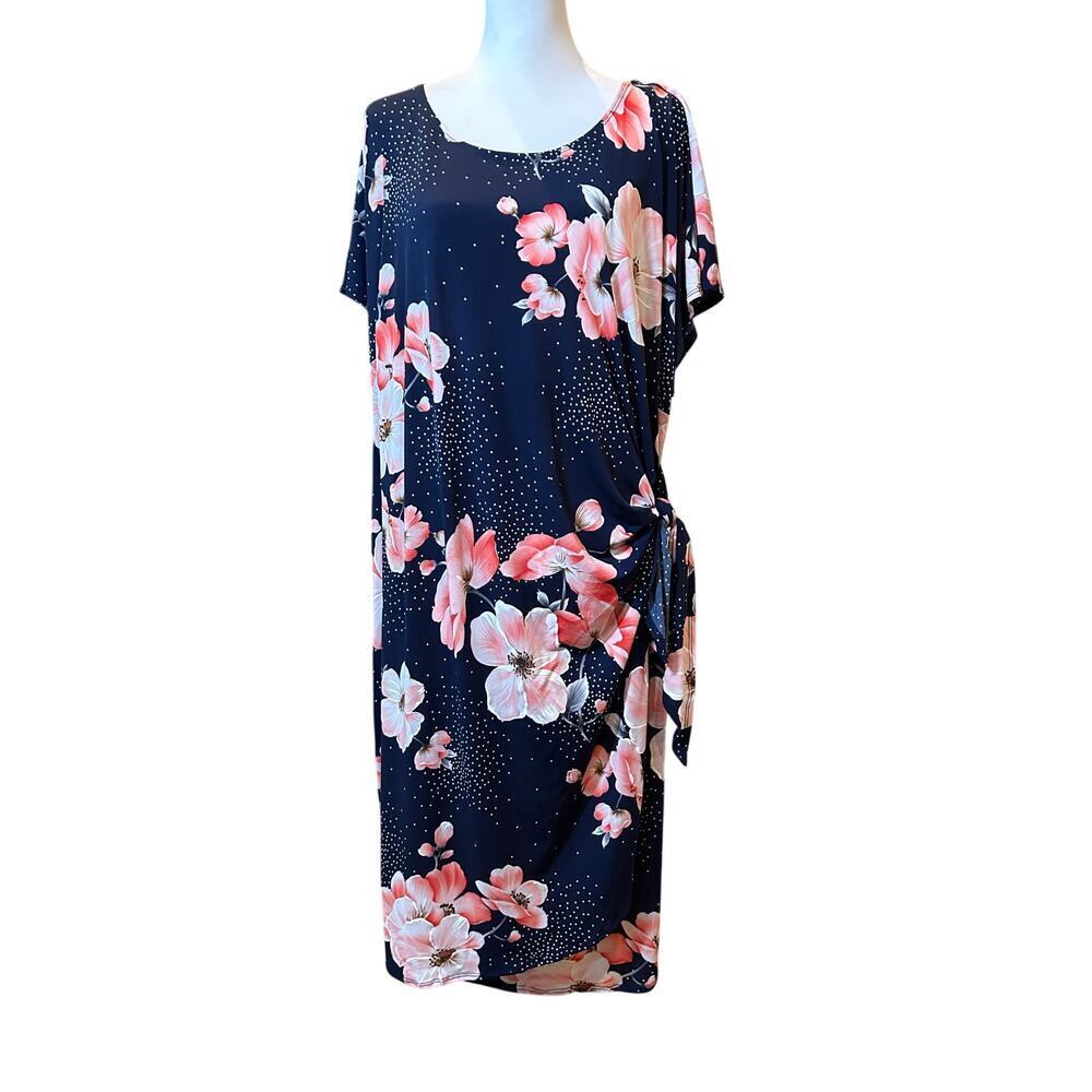Signature by Robbie Bee Floral Polka Dot Dress - 2X NWT